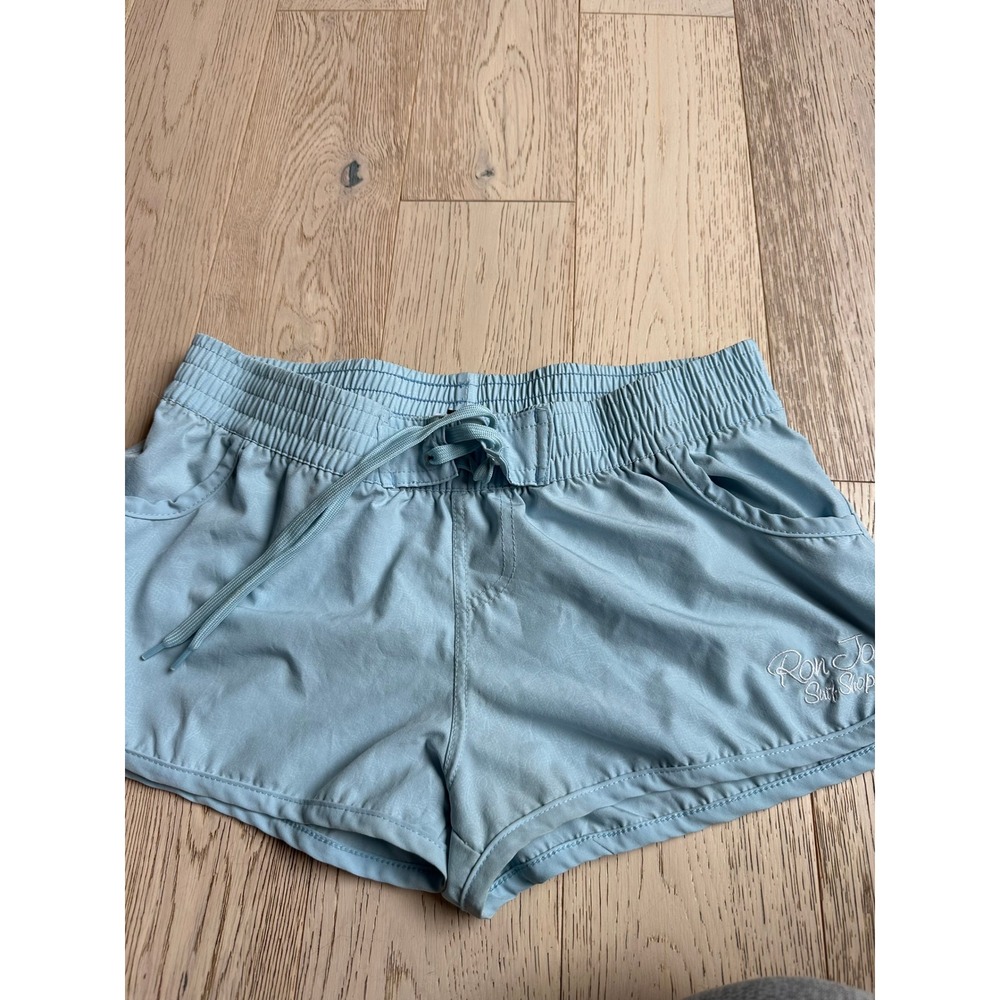 Ron Jon Surf Shop Kids Light Blue Board Shorts Size Large Elastic Waist